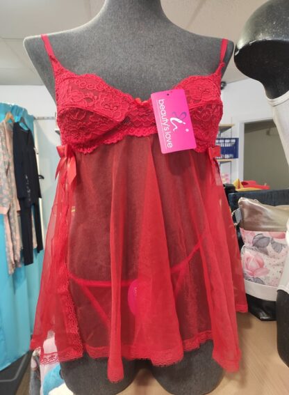 Beauty's love piros hálós babydoll L-es