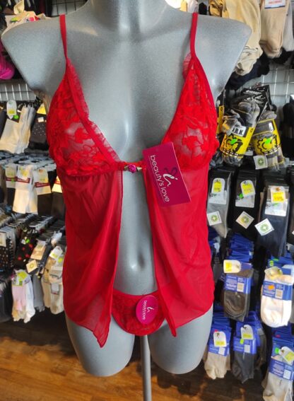 Beauty's love piros kicsatolható babydoll L-es